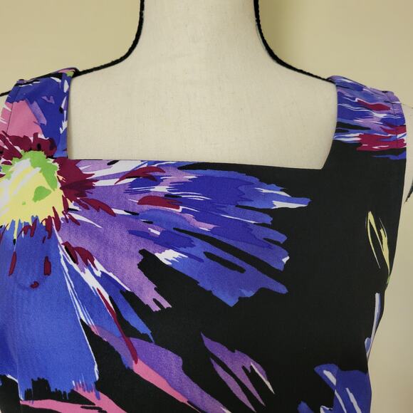 EUC Connected Apparel 6 Bodycon Dress Back Zip Back Slit Vibrant Multicolor - Picture 3 of 16